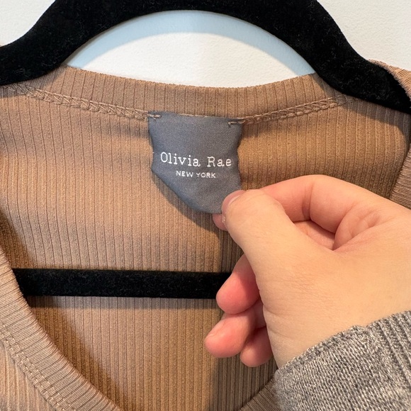Olivia Rae Tan Ribbed Crop Top - Picture 2 of 5